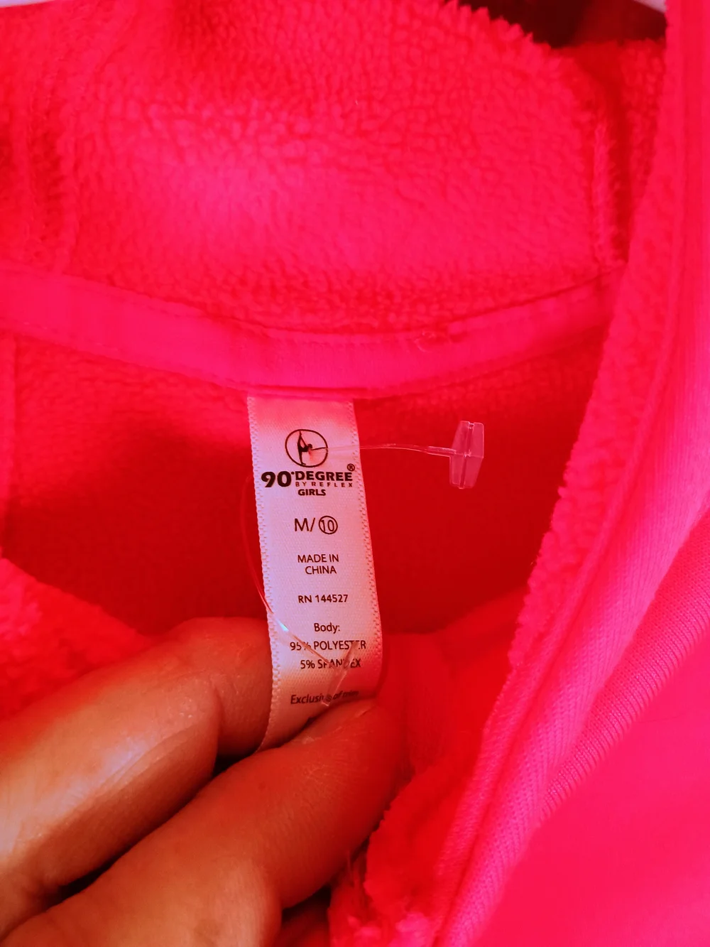 90 Degree By Reflex Neon Pink Kids Hooded Jacket M (10) NWOT